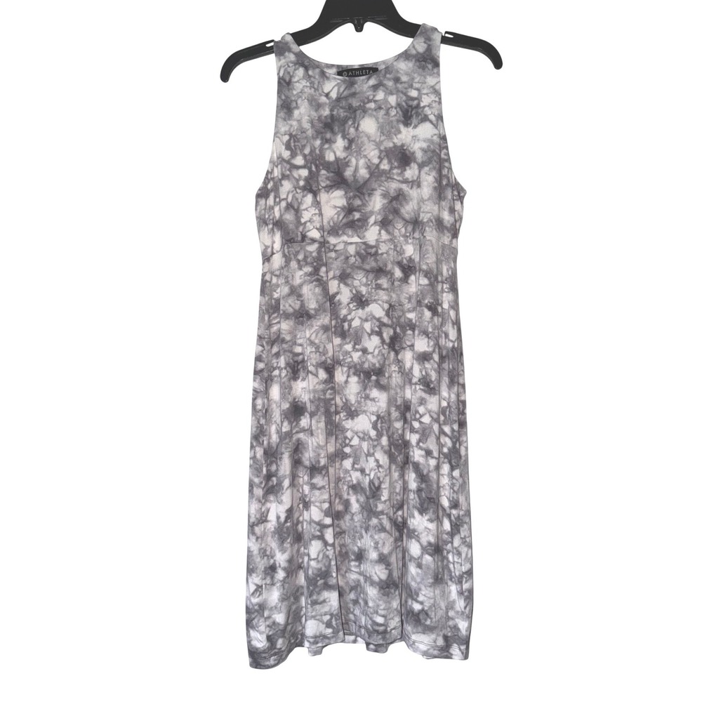 Athleta Santorini Tie Dye Midi Dress Grey White Modal Stretch M